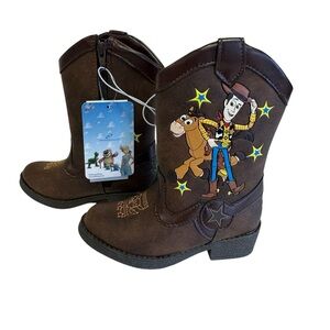 Disney Brown Kids' Cowboy Boots with Woody and Bullseye Graphic